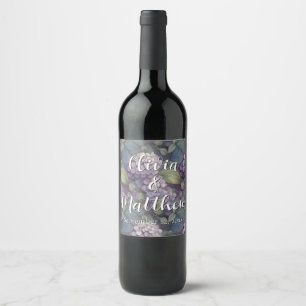 Étiquette Pour Bouteilles De Vin Elégant chic pourpre pourpre chic aquarelle fleuri