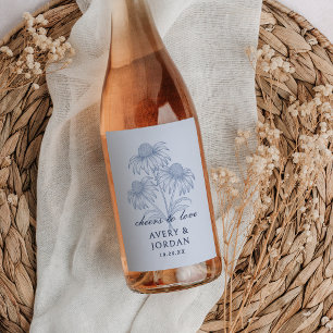 Étiquette Pour Bouteilles De Vin Élégant Conflower Floral Dusty Blue Mariage
