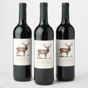 Étiquette Pour Bouteilles De Vin Élégant Deer Hunting Stag Adulte Anniversaire Fête