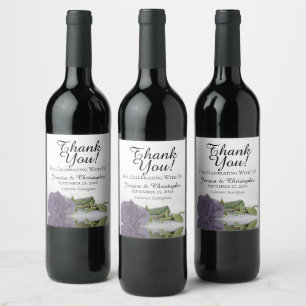 Étiquette Pour Bouteilles De Vin Elégant Dusty violet Rose Merci Mariage