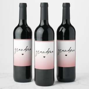 Étiquette Pour Bouteilles De Vin Élégant et subtil Pink Grandma Script Cadeau