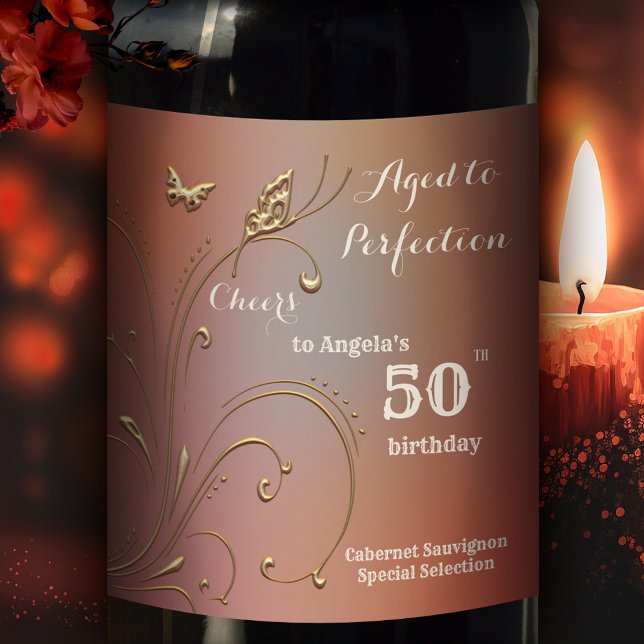 Étiquette Pour Bouteilles De Vin Elégant Étiquette de vin de l'Anniversaire de papi (Créateur téléchargé)