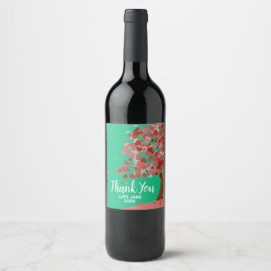 Étiquette Pour Bouteilles De Vin Elégant feuille éco moderne merci cadeau
