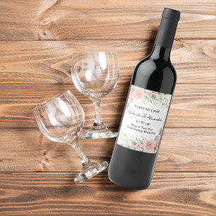 Étiquette Pour Bouteilles De Vin Élégant Fleurs Botaniques Rose Rose Mariage