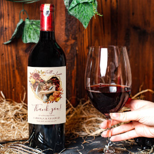 Étiquette Pour Bouteilles De Vin Élégant Floral Boho Tombez amoureux Photo Mariage