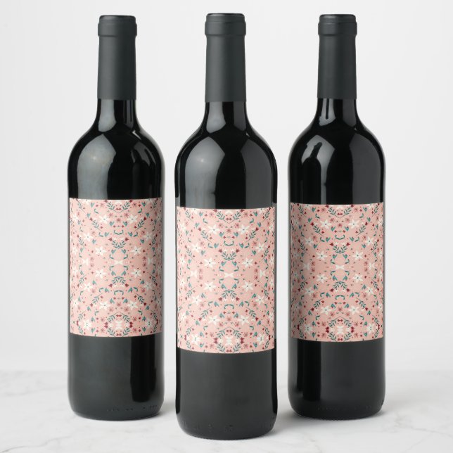 Étiquette Pour Bouteilles De Vin Élégant floral rose (Bouteilles)