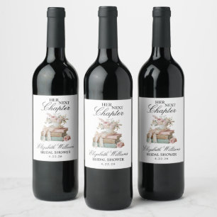 Étiquette Pour Bouteilles De Vin Elegant Floral Son Prochain Chapitre Enterrement d