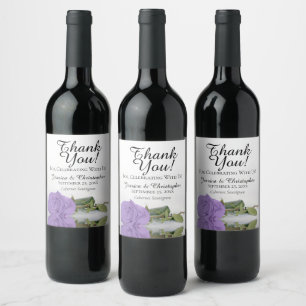 Étiquette Pour Bouteilles De Vin Élégant Lavande violet Rose Merci Mariage