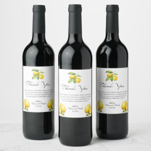 Étiquette Pour Bouteilles De Vin élégant limoncello aquarelle mariage merci