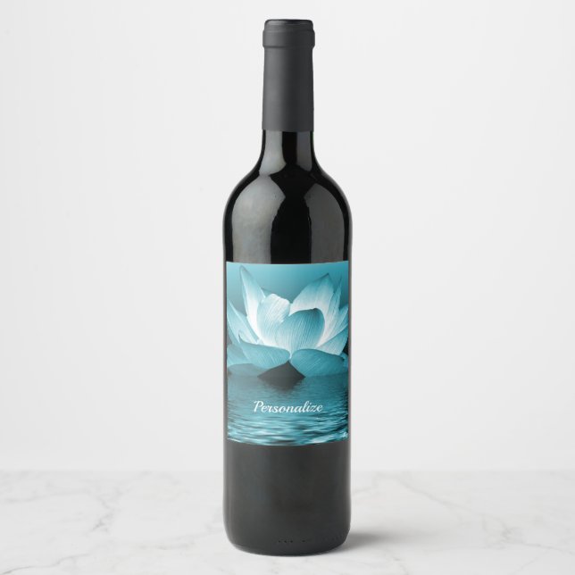 Étiquette Pour Bouteilles De Vin Elégant Lotus Flower Ocean Zen Yoga Personnalisé (Devant)