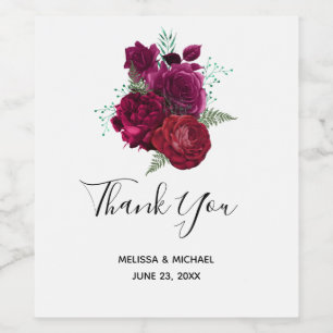 Étiquette Pour Bouteilles De Vin Elegant Magenta Rose Floral Bouquet