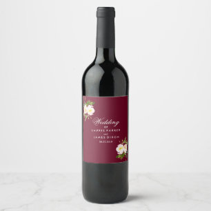 Étiquette Pour Bouteilles De Vin Élégant Mariage à fleurs de Bourgogne moderne Étiq