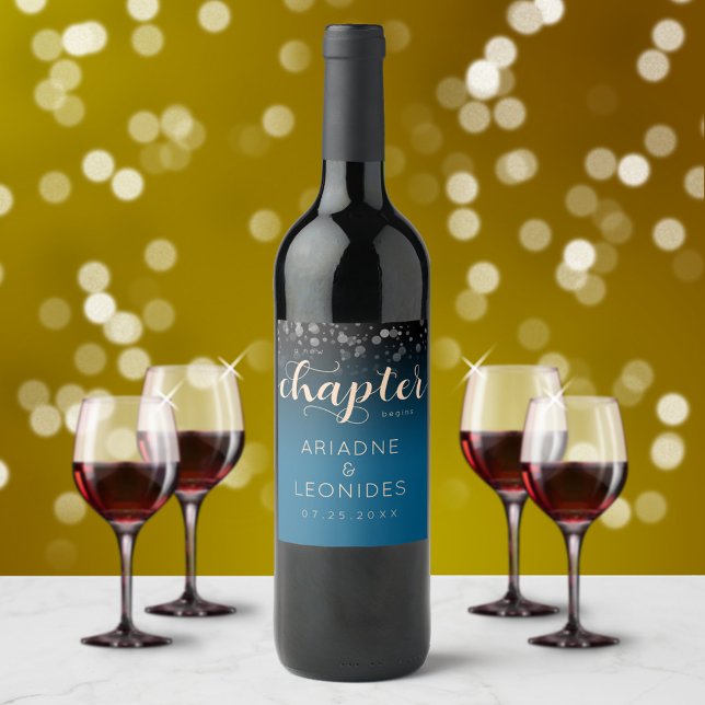 Étiquette Pour Bouteilles De Vin Élégant mariage bleu océanique pêche Un nouveau ch (Créateur téléchargé)