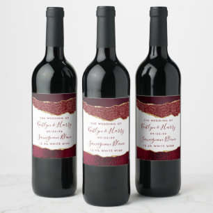 Étiquette Pour Bouteilles De Vin Élégant Mariage d'âge de Bourgogne et d'or