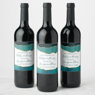 Étiquette Pour Bouteilles De Vin Élégant Mariage d'âge Turquoise & Or