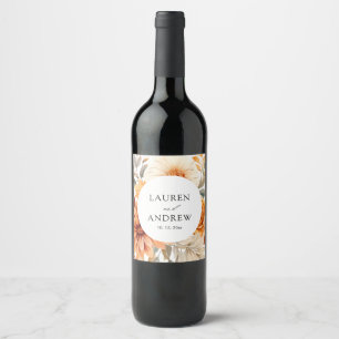 Étiquette Pour Bouteilles De Vin Elégant Mariage d'aquarelle de automne