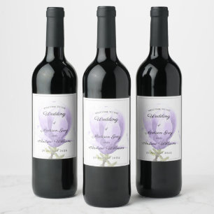 Étiquette Pour Bouteilles De Vin Élégant Mariage de Magnolia Violet