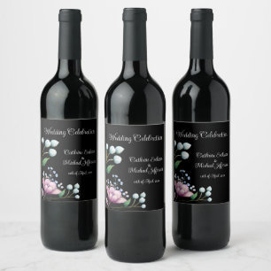 Étiquette Pour Bouteilles De Vin Élégant Mariage Floral Soft Botanical Romance