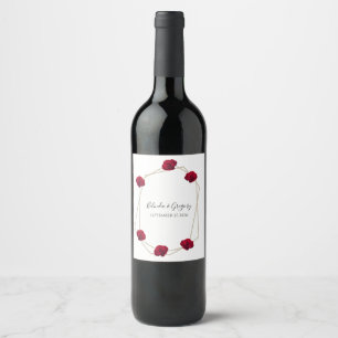 Étiquette Pour Bouteilles De Vin Élégant Mariage géométrique rouge rose