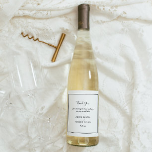Étiquette Pour Bouteilles De Vin Élégant Mariage moderne Merci Étiquette à vin