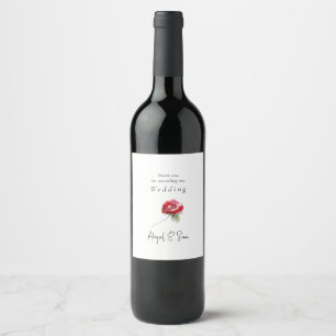 Étiquette Pour Bouteilles De Vin Élégant Mariage personnalisé de la tige rouge flor
