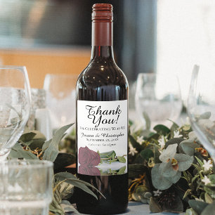 Étiquette Pour Bouteilles De Vin Élégant Merci Mariage Rose de Bourgogne