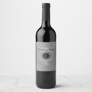 Étiquette Pour Bouteilles De Vin Elégant métal look Mariage Étiquette de vin