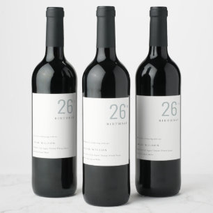 Étiquette Pour Bouteilles De Vin Élégant Minimal Gras Bleu Dusky N'importe quel âge