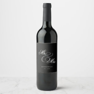 Étiquette Pour Bouteilles De Vin Élégant Minimal M. et Mme. Mariage