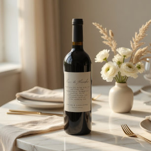 Étiquette Pour Bouteilles De Vin Élégant Minimaliste Mariage Beige 
