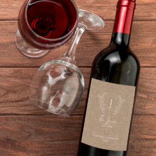 Étiquette Pour Bouteilles De Vin Élégant modèle de nom de famille monogramme