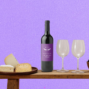 Étiquette Pour Bouteilles De Vin Élégant Monogramme Joyau pourpre Tone