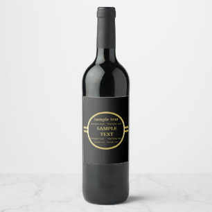 Étiquette Pour Bouteilles De Vin Élégant monogramme personnalisé or sur fond noir