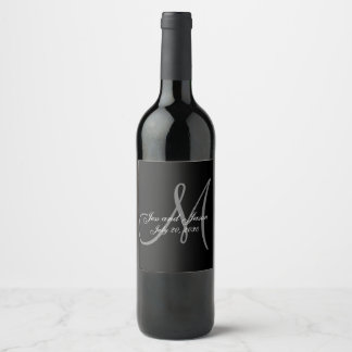 Étiquette Pour Bouteilles De Vin Élégant noir Cravate affaires Monogramme Noms Mari