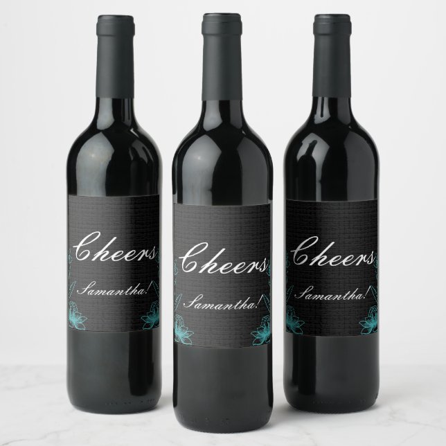 Étiquette Pour Bouteilles De Vin Elégant Nom Cheers Noir (Bouteilles)