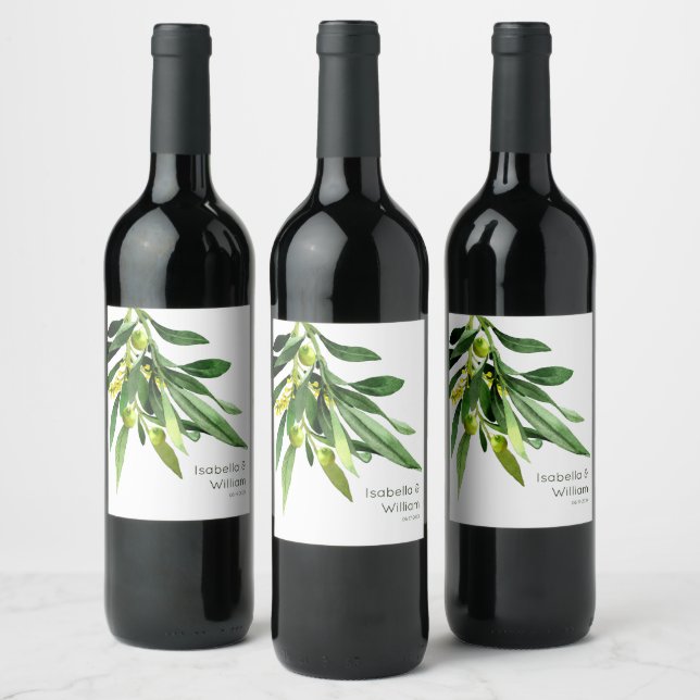 Étiquette Pour Bouteilles De Vin Elégant Olive Boho Garden Mariage (Bouteilles)