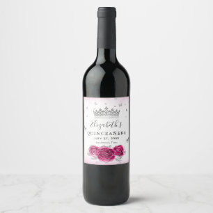 Étiquette Pour Bouteilles De Vin Élégant papier de parchemin Fuchsia et Argent
