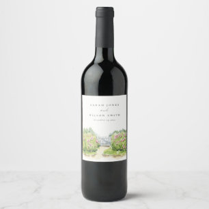 Étiquette Pour Bouteilles De Vin Elégant Pastel Aquarelle Cottage Jardin Mariage