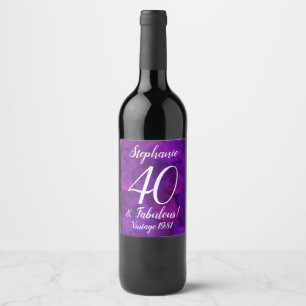 Étiquette Pour Bouteilles De Vin Elégant Purple 40 et Fabuleux Année Personnalisée