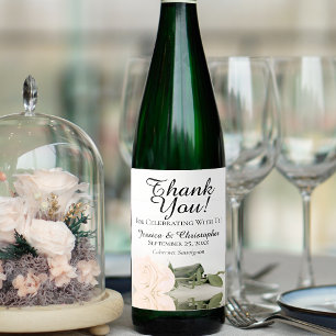 Étiquette Pour Bouteilles De Vin Élégant Rose de pêche pâle Merci Mariage