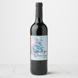 Étiquette Pour Bouteilles De Vin Elégant rose violet bleu Dahlia Aquarelle Art