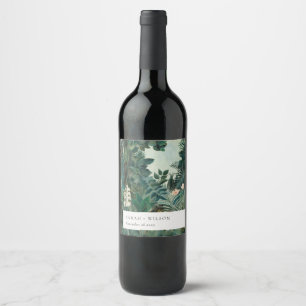 Étiquette Pour Bouteilles De Vin Élégant Rustique Exotique Tropical Mariage de forê