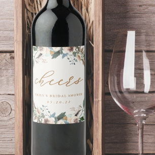 Étiquette Pour Bouteilles De Vin Élégant Rustique Floral Coup de Foudre Mariage