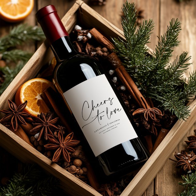 Étiquette Pour Bouteilles De Vin Élégant script moderne "Cheval to Love" Mariage Wi (Créateur téléchargé)