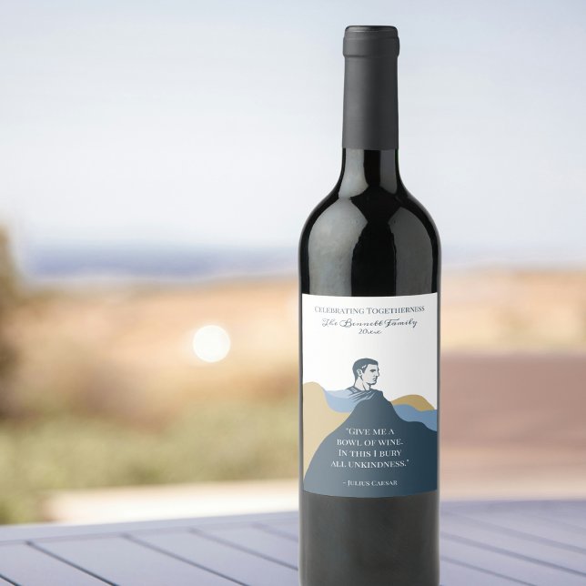 Étiquette Pour Bouteilles De Vin Élégant Script moderne Couleur personnalisée (Créateur téléchargé)