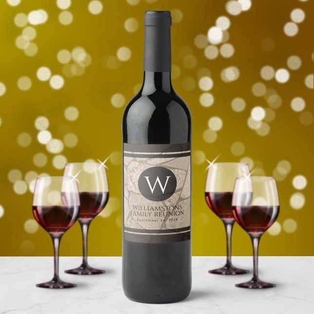 Étiquette Pour Bouteilles De Vin Elégant Sepia Toned Cracked Stones (Créateur téléchargé)