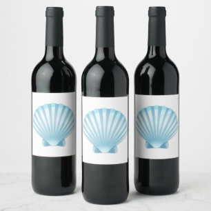 Étiquette Pour Bouteilles De Vin Elégant Shell Beach Blue Mariage nautique
