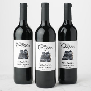 Étiquette Pour Bouteilles De Vin Élégant thème de livre de mariage en noir et blanc