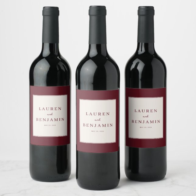 Étiquette Pour Bouteilles De Vin Élégant Typographique Marron (Bouteilles)