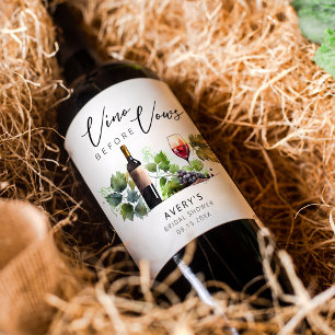 Étiquette Pour Bouteilles De Vin Élégant Vino avant Vows Fête des mariées